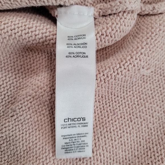 Chico's Blush Pink Knit Braided Crochet Bottom Women's Scoop Neck Sweater Size 1 - Picture 4 of 7